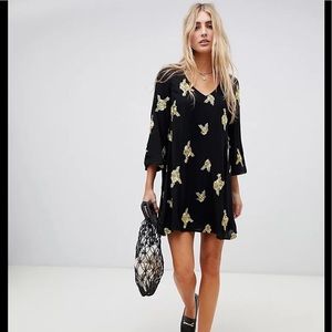 Wild Honey Black and Gold Midi Dress